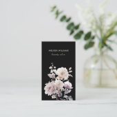 Dreamy White Rose Black Background Visitenkarte (Stehend Vorderseite)