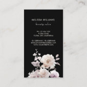 Dreamy White Rose Black Background Visitenkarte (Rückseite)