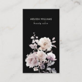 Dreamy White Rose Black Background Visitenkarte (Vorderseite)