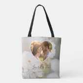 Dreamy White Rose Custom Foto Wedding Names Tasche (Rückseite)