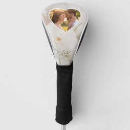 Dreamy White Rose Custom Heart Foto und Initialen Golf Headcover