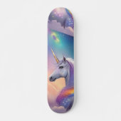 Dreamy White Unicorn Fantasy Pastel Cosmic Sky Skateboard (Vorne)