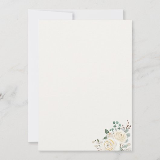 Dreamy White Winter Floral Baptisse Save The Date (Rückseite)