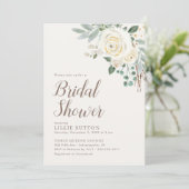 Dreamy White Winter Floral Brautparty laden ein Save The Date (Stehend Vorderseite)