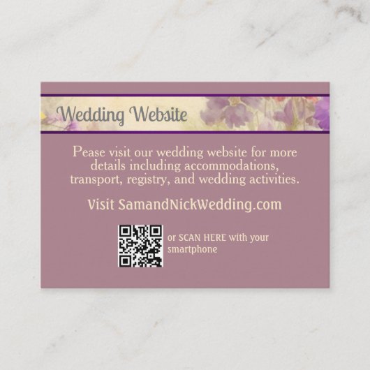 Dreamy Wildblume Elegante Hochzeit Begleitkarte (Vorderseite)