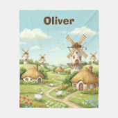 Dreamy Windmill Village Fleecedecke (Vorderseite)