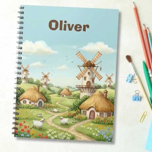 Dreamy Windmill Village Notizblock