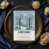 Dreamy Winter Forest Snowflakes Babydusche Einladung