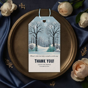 Dreamy Winter Forest Snowflakes Babydusche Geschenkanhänger