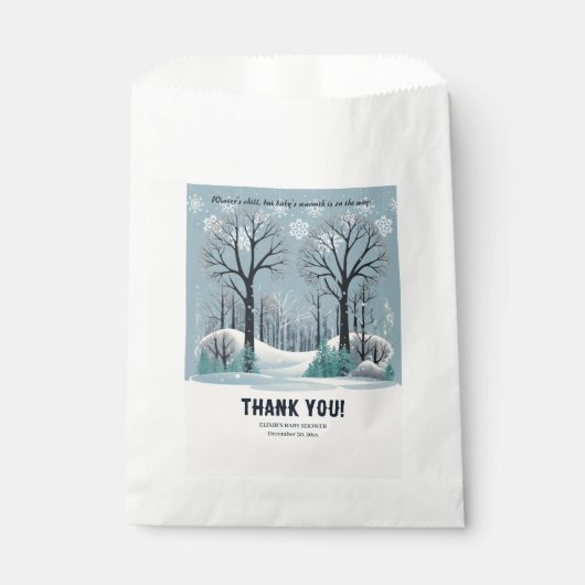 Dreamy Winter Forest Snowflakes Babydusche Geschenktütchen (Vorderseite)