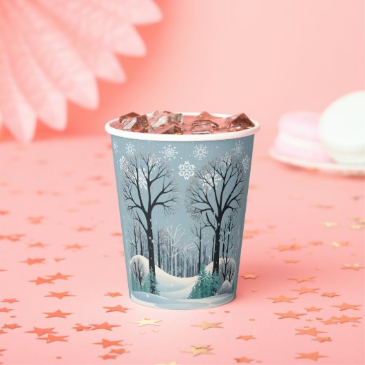 Dreamy Winter Forest Snowflakes Babydusche Pappbecher (Insitu)