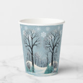 Dreamy Winter Forest Snowflakes Babydusche Pappbecher (Rückseite)