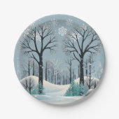 Dreamy Winter Forest Snowflakes Babydusche Pappteller (Vorderseite)