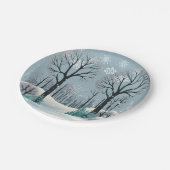 Dreamy Winter Forest Snowflakes Babydusche Pappteller (Schrägansicht)