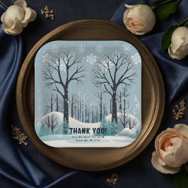 Dreamy Winter Forest Snowflakes Babydusche Pappteller