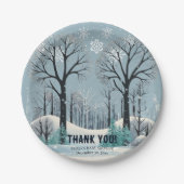 Dreamy Winter Forest Snowflakes Babydusche Pappteller (Vorderseite)