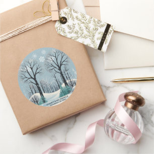 Dreamy Winter Forest Snowflakes Babydusche Runder Aufkleber
