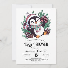 Dreamy Winter Penguin Baby Dusche Einladung