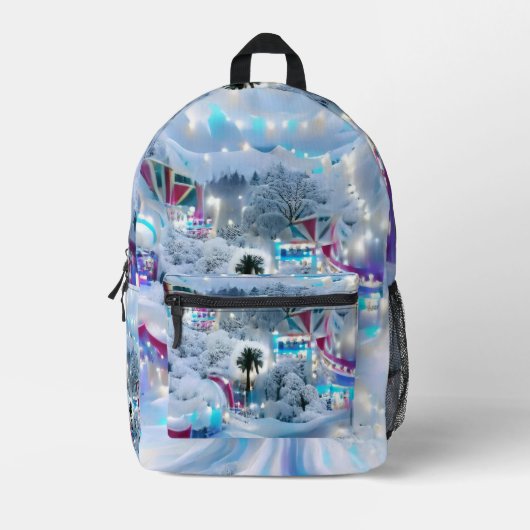 Dreamy Winter Wonderland Lights Bedruckter Rucksack (Vorderseite)