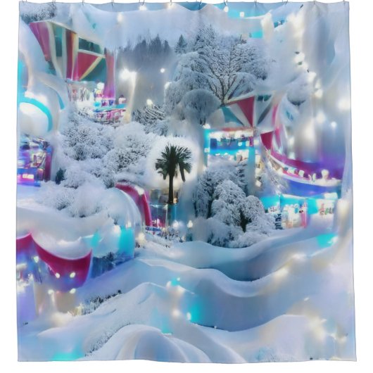 Dreamy Winter Wonderland Lights Duschvorhang (Vorderseite)
