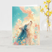 Dreamy Wolf umgeben von Blume Karte (Gelbe Blume)