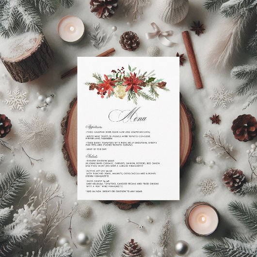 Dreamy Woodland Evergreen Winter Wedding Menükarte
