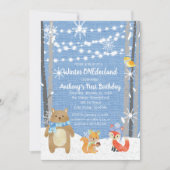 Dreamy Woodland Forest Animals ONEderland Birthday Einladung (Vorderseite)