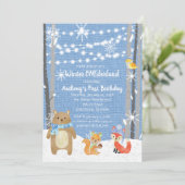 Dreamy Woodland Forest Animals ONEderland Birthday Einladung (Stehend Vorderseite)