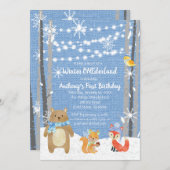 Dreamy Woodland Forest Animals ONEderland Birthday Einladung (Vorne/Hinten)