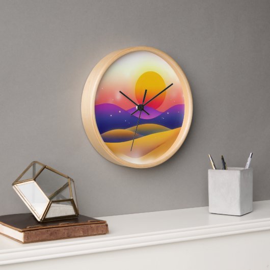 Dreamy Wüste Sonnenuntergang mit strahlenden Hügel Uhr (Büro)