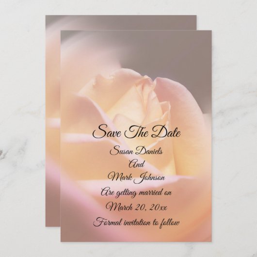 Dreamy Yellow Rose Blume Wedding Save The Date (Vorne/Hinten)
