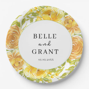 Dreamy Yellow Rose Wedding Pappteller