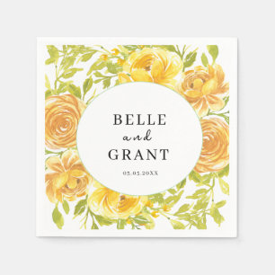 Dreamy Yellow Rose Wedding Serviette