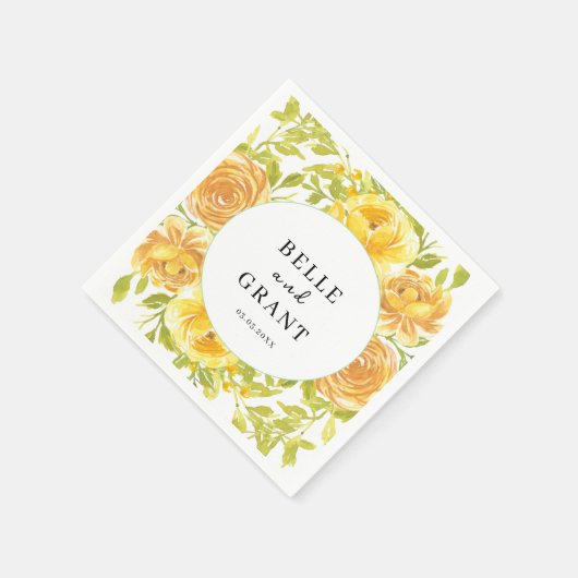 Dreamy Yellow Rose Wedding Serviette (Ecke)