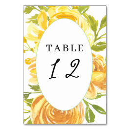 Dreamy Yellow Rose Wedding Table Place Number Tischnummer