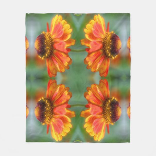 Dreamy Zinnia Blume Pattern Fleecedecke (Vorderseite)