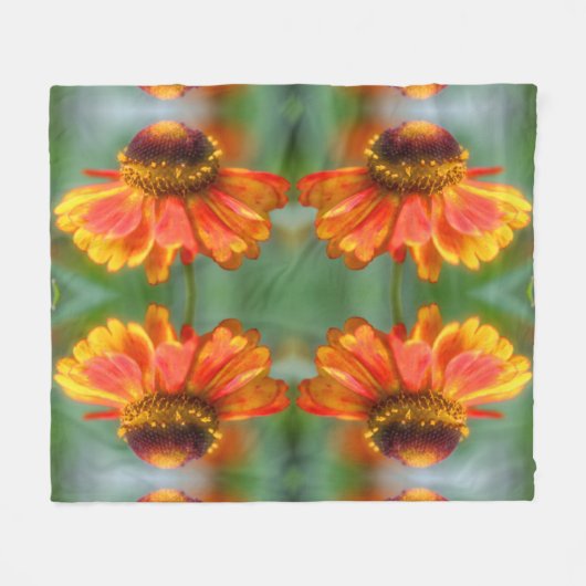 Dreamy Zinnia Blume Pattern Fleecedecke (Vorderseite (Horizontal))