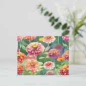 Dreamy Zinnia Blume Postkarte (Stehend Vorderseite)