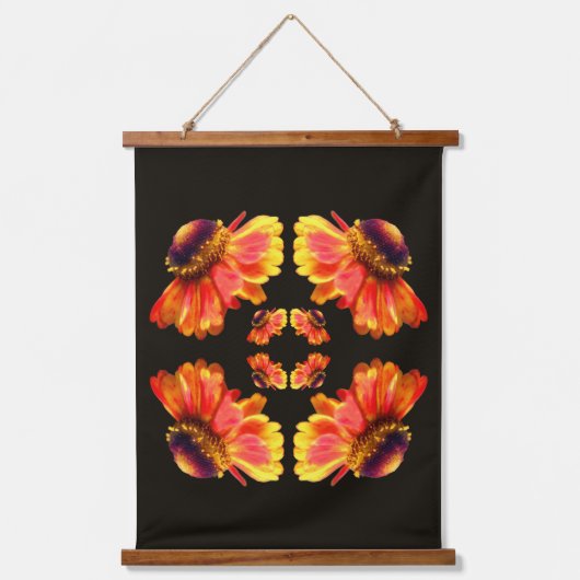 Dreamy Zinnia Flower Abstract Art Wandteppich Mit Holzrahmen (Vorderseite)