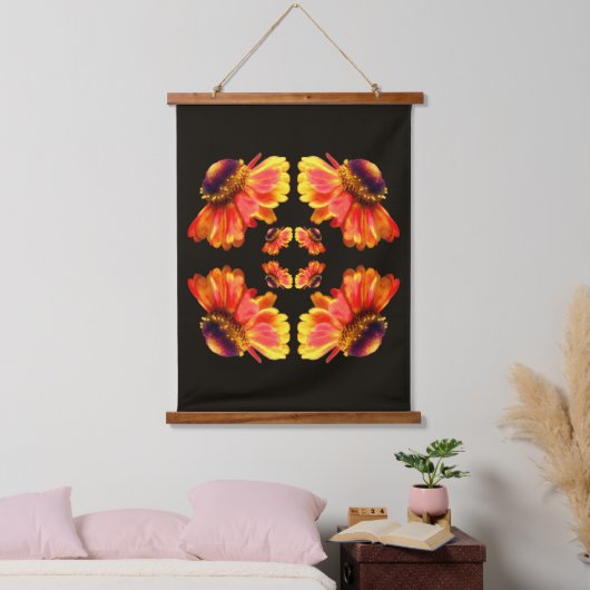 Dreamy Zinnia Flower Abstract Art Wandteppich Mit Holzrahmen (Schlafzimmer)