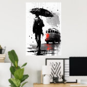 Dreary Bus Stopp Painting Poster (Heimbüro)