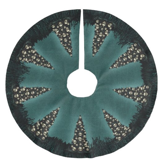 Dreary Christmas Tree with Skulls Polyester Weihnachtsbaumdecke (Vorderseite)