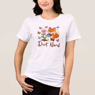 Dreck-Nerd, Süßer Fuchs Mit Pflanzen Tri-Blend Shirt