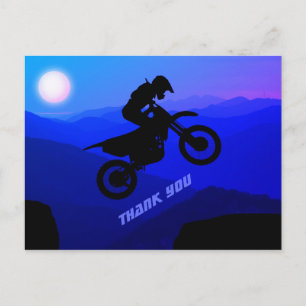 Dreckiges Motorrad Vollmond Nachtfahrt Motocross D Postkarte