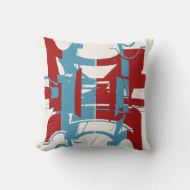 DRed Bright Blue Geometric Shapes Concave Motif Kissen