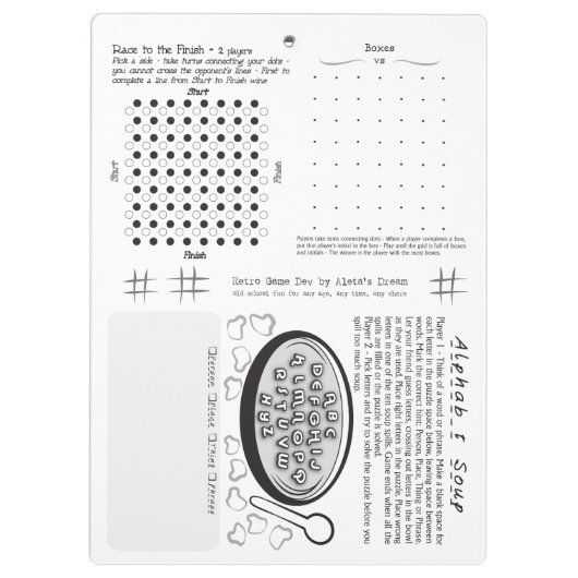 Dreh dafür! 5 in einem Gameboard Klemmbrett (Rückseite)