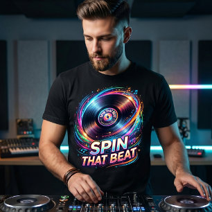 Dreh den Beat   Farbige DJ-Vinyl-Schallplatte Musi Tri-Blend Shirt