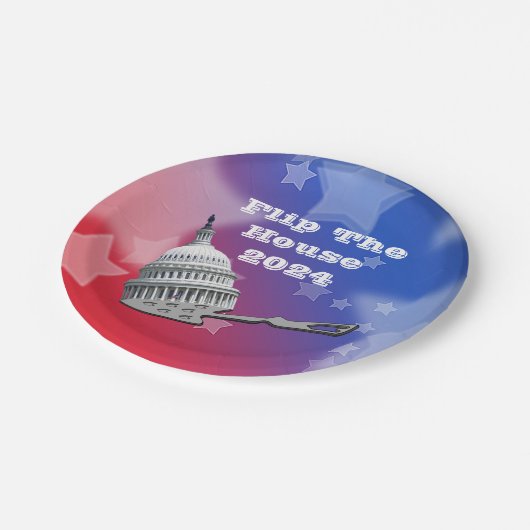 Dreh der Abstimmung im Plenum Blue 2024 Pappteller (Schrägansicht)