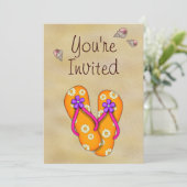 Dreh Flop and Beach Geburtstagsparty Einladung (Stehend Vorderseite)