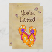 Dreh Flop and Beach Geburtstagsparty Einladung (Vorne/Hinten)